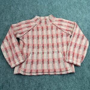 Anthropologie Field Flower‎ Sweater Womens Small Plaid Knit Mock Neck Pullover